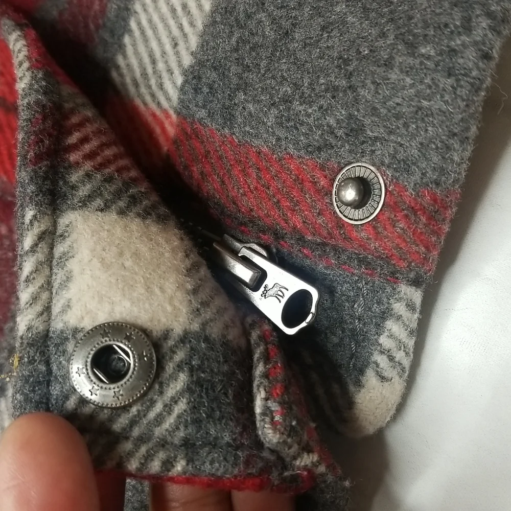 ABERCROMBIE RED GRAY PLAID COAT JACKET GIRLS XL WOOL JACKET HOODED - Picture 8 of 16